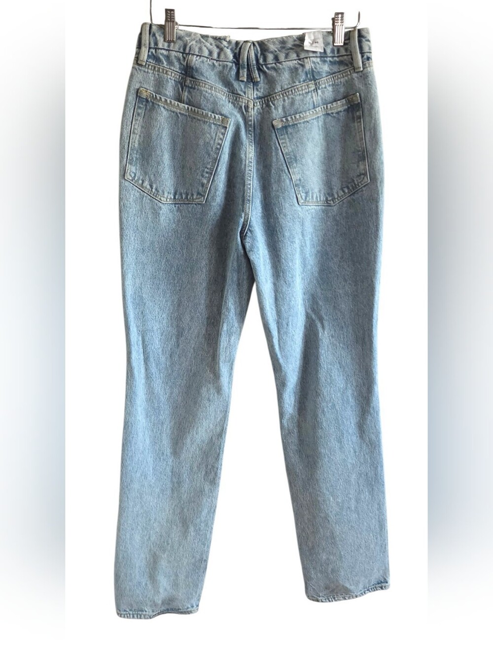 Good American Straight Leg Jeans 10/30 Light Wash Distressed High Rise - Picture 7 of 9